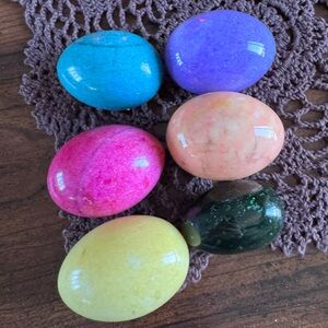 Lot Of 6 Marble Colorful Easter Eggs